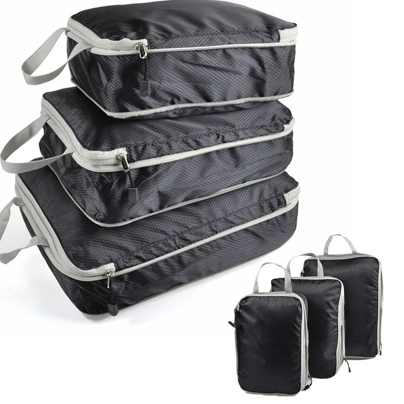 Travel Storage Bag Compressible Packing Portable With Luggage Organizer Cubes Foldable Waterproof Travel Suitcase Nylon Handbag