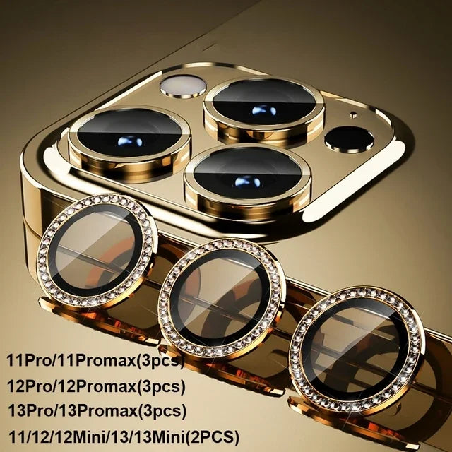 For IPhone 14 15 16 Pro Max 16Plus Luxury Diamond Camera Protector Metal Ring Lens Tempered Glass On Iphone 16 16Pro 14Promax