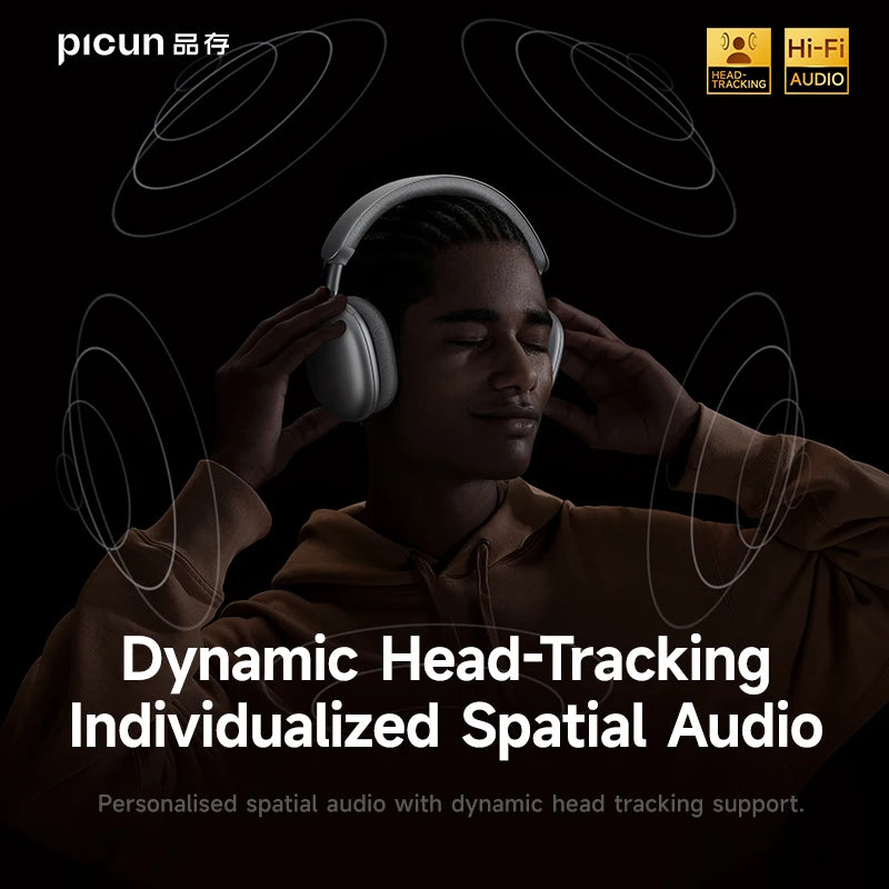 Picun F8 Pro ANC Wireless Headphones 3D Spatial Audio Head Tracking -52dB ANC HIFI Bluetooth Headset ENC HD Mic Low-Latency APP