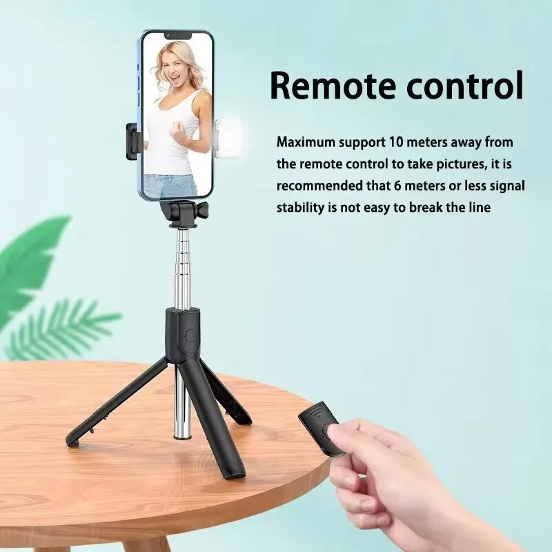 Wireless Selfie Stick Tripod Stand with Light Bluetooth Remote Extendable Tripod for iPhone Mobile Phone Tiktok Live Streaming