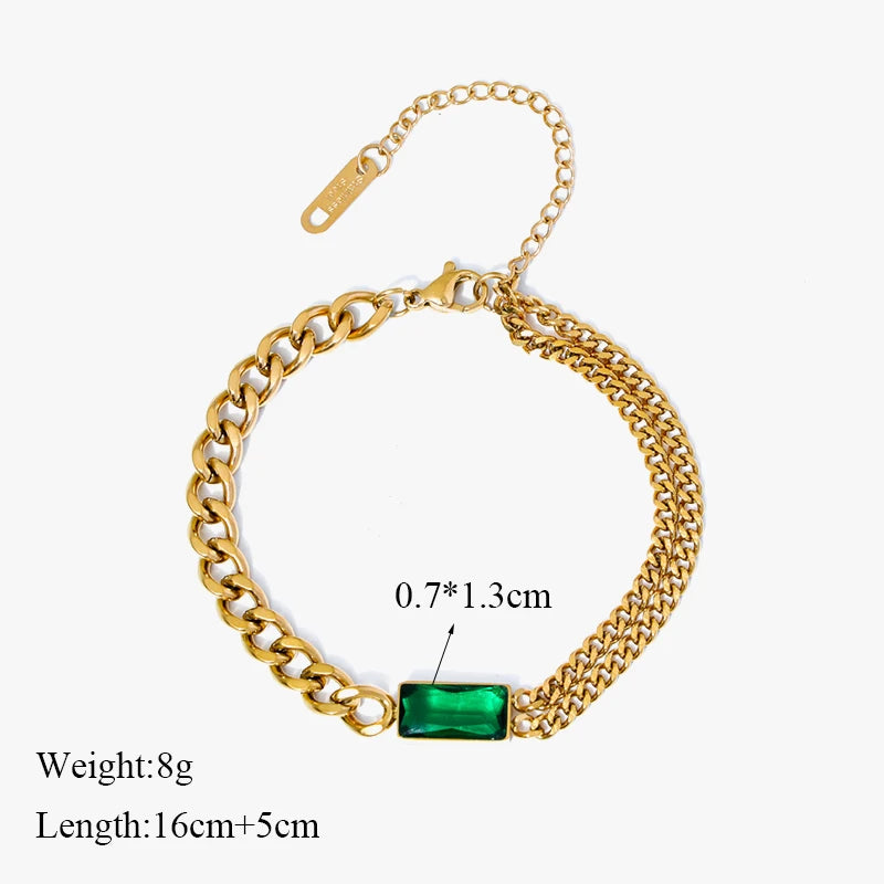 GANEMLY Trendy Gold Color Flower Heart Zircon Bracelet Bangle Stainless Steel Waterproof Jewelry For Women Party Gift pulseras