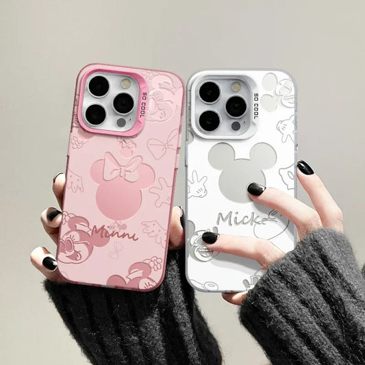 For Disneys Mickeys Minnies Mouses Back Shadow Phone Case For iPhone 16 15 14 13 12 11 Pro Max Plus Back Cover