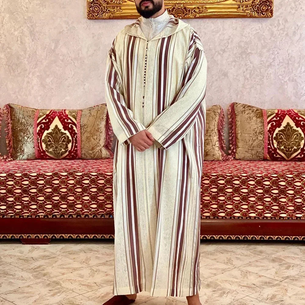 New 2024 Traditional Muslim Clothing Eid Middle East Jubba Thobe Men Thobe Arab Muslim Robes with Long Sleeves Gifts for Husband