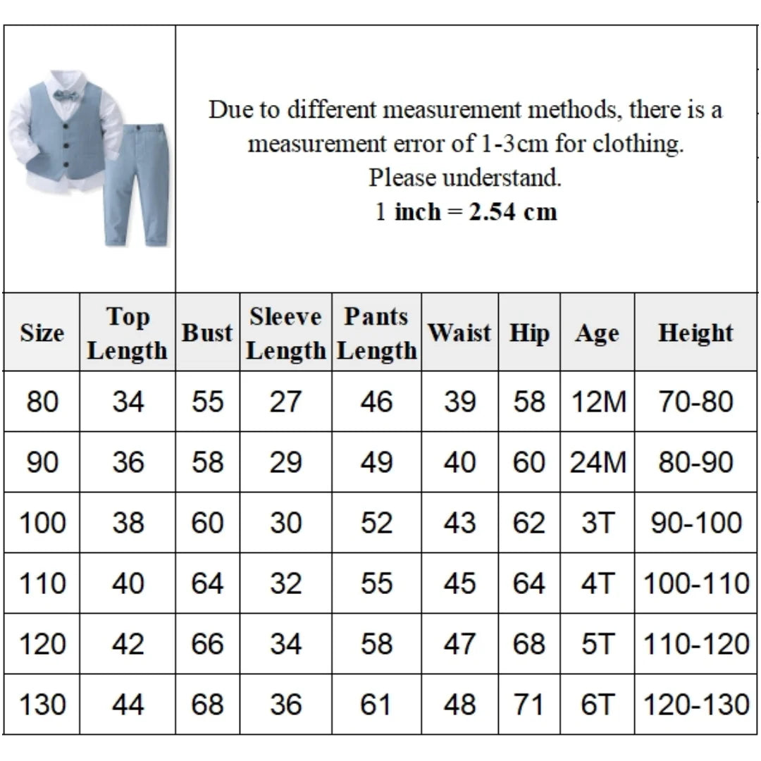 Gentleman Outfits Birthday Costume for Boy Children Spring Autumn Boutique Clothing Set Solid Vest Suit Kids Cotton Formal Wears