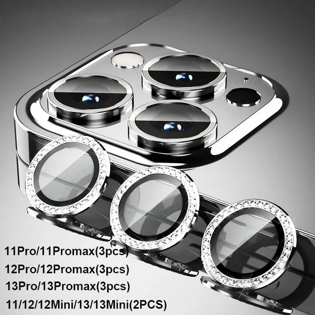 For IPhone 14 15 16 Pro Max 16Plus Luxury Diamond Camera Protector Metal Ring Lens Tempered Glass On Iphone 16 16Pro 14Promax