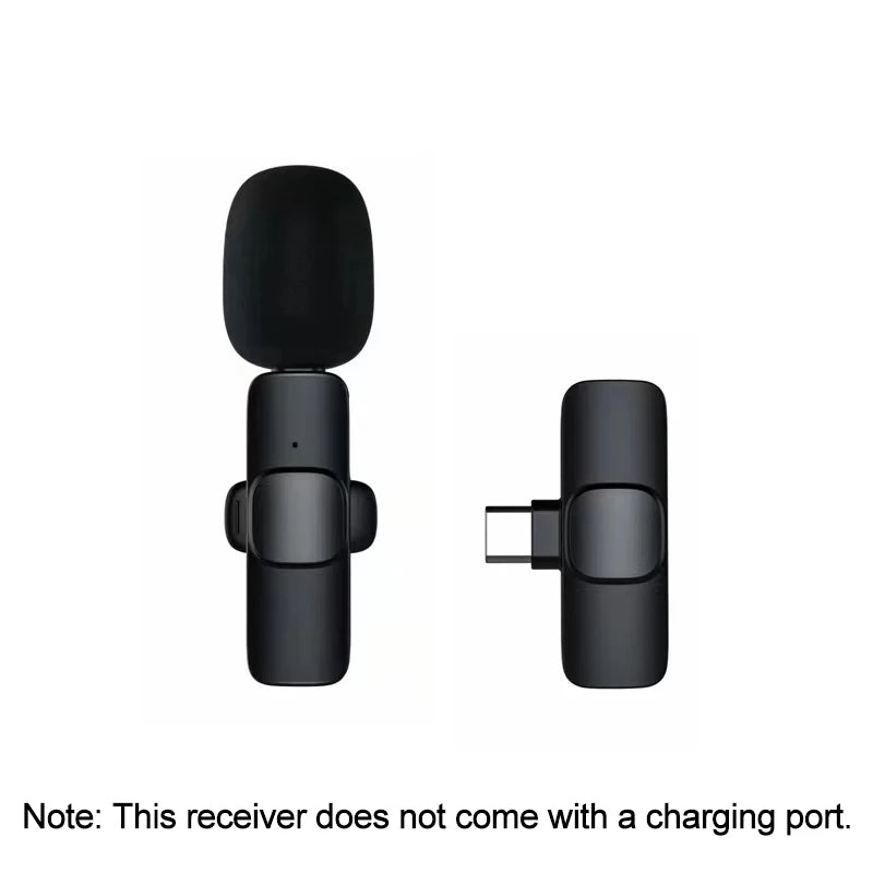 Wireless Lavalier Microphone Portable Audio Video Recording Mini Mic For iPhone Android Live Broadcast Gaming Phone With Receive