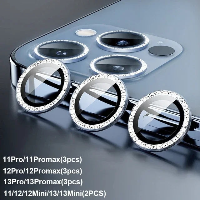 For IPhone 14 15 16 Pro Max 16Plus Luxury Diamond Camera Protector Metal Ring Lens Tempered Glass On Iphone 16 16Pro 14Promax