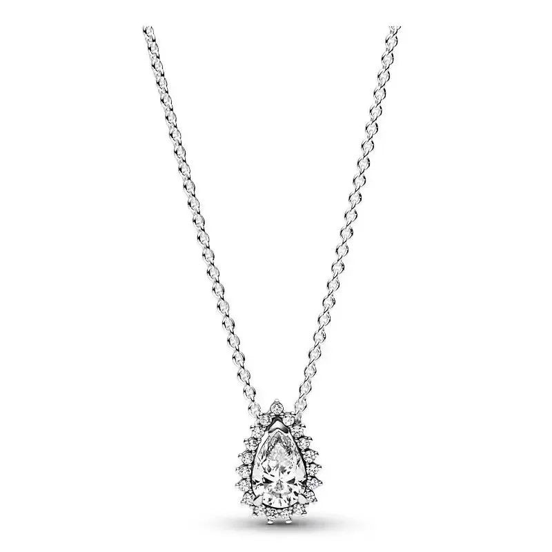 New 925 sterling silver gold droplet pearl snowflake pendant necklace exquisite and luxurious women's charm jewelry gift