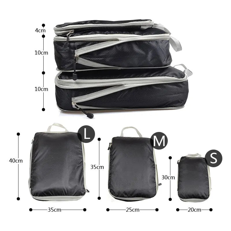 Travel Storage Bag Compressible Packing Portable With Luggage Organizer Cubes Foldable Waterproof Travel Suitcase Nylon Handbag