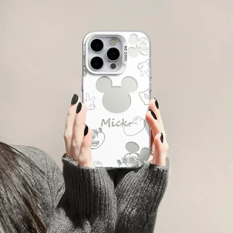 For Disneys Mickeys Minnies Mouses Back Shadow Phone Case For iPhone 16 15 14 13 12 11 Pro Max Plus Back Cover