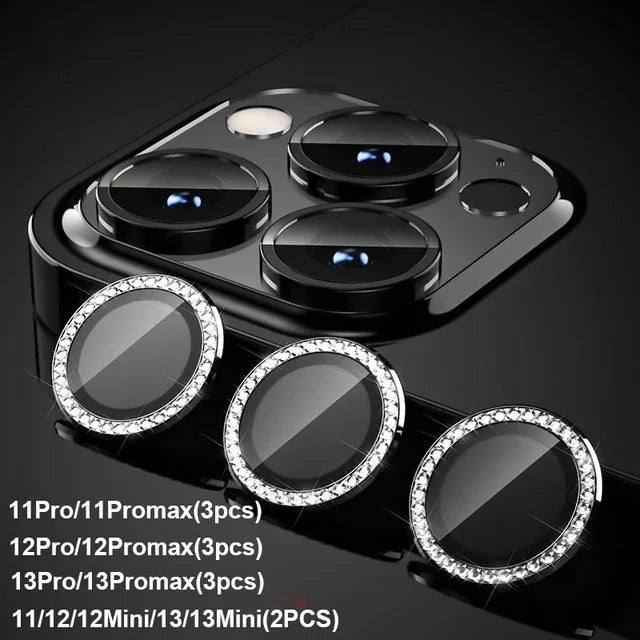 For IPhone 14 15 16 Pro Max 16Plus Luxury Diamond Camera Protector Metal Ring Lens Tempered Glass On Iphone 16 16Pro 14Promax