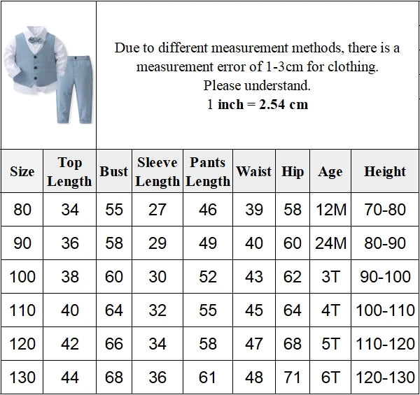 Gentleman Outfits Birthday Costume for Boy Children Spring Autumn Boutique Clothing Set Solid Vest Suit Kids Cotton Formal Wears