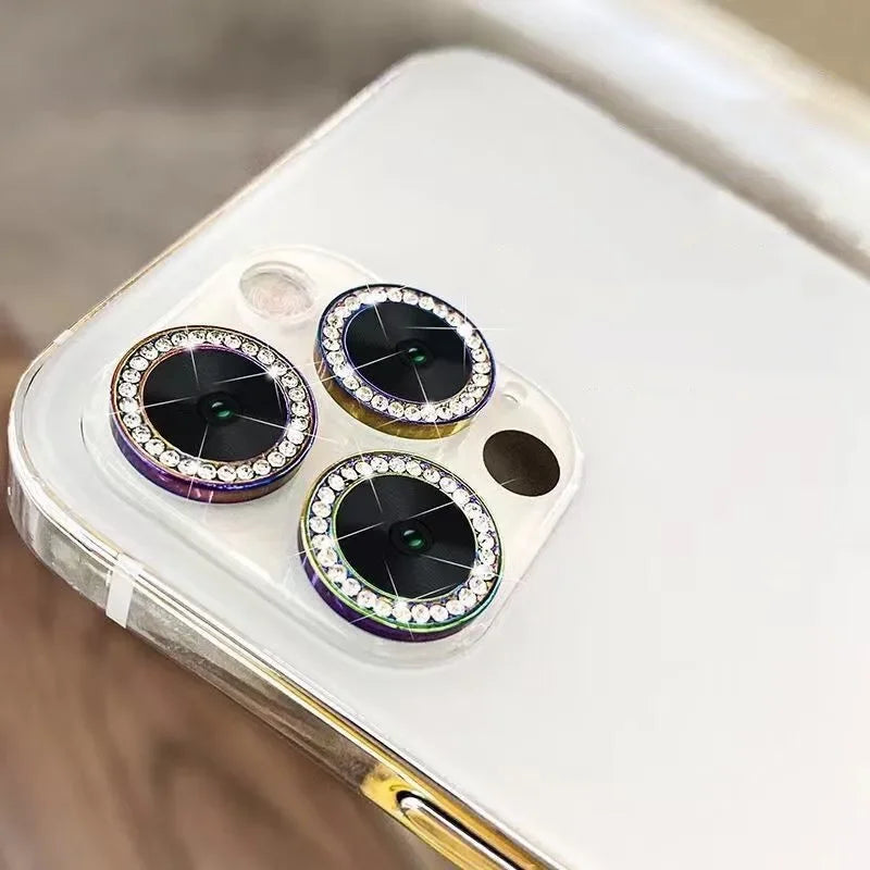 For IPhone 14 15 16 Pro Max 16Plus Luxury Diamond Camera Protector Metal Ring Lens Tempered Glass On Iphone 16 16Pro 14Promax