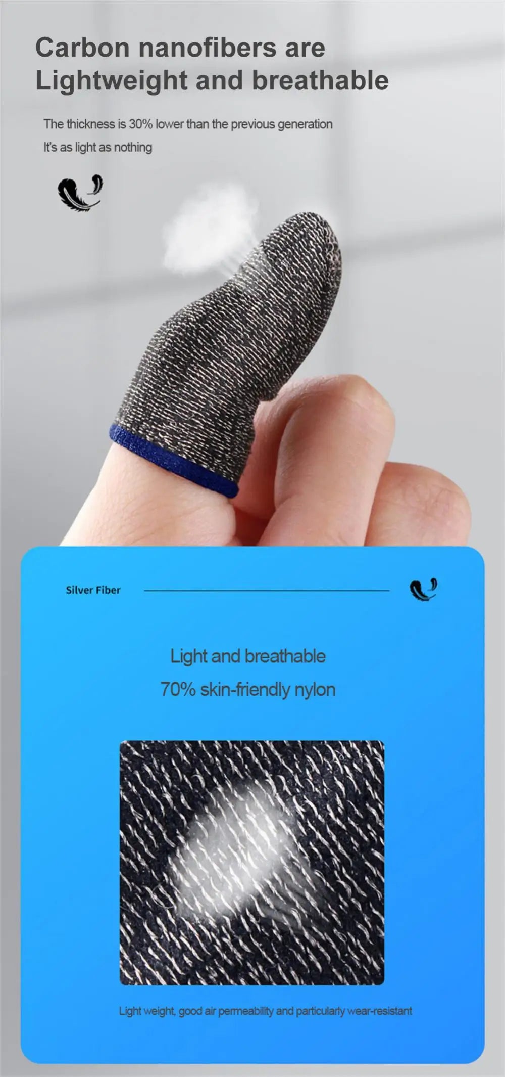 For PUBG Gaming Finger Sleeve Breathable Fingertips Sweatproof Anti-slip Fingertip Cover Thumb Gloves For Mobile Game