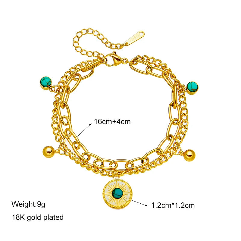 316L Stainless Steel New Fashion Fine Jewelry 7 Different Styles Heart Daisy Bamboo Knots Charm Thick Chain Bracelets For Women