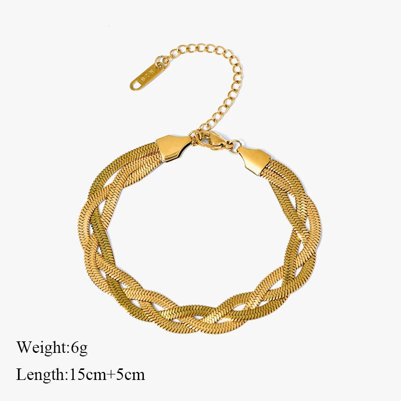 GANEMLY Trendy Gold Color Flower Heart Zircon Bracelet Bangle Stainless Steel Waterproof Jewelry For Women Party Gift pulseras