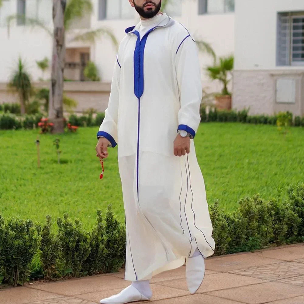 New 2024 Traditional Muslim Clothing Eid Middle East Jubba Thobe Men Thobe Arab Muslim Robes with Long Sleeves Gifts for Husband